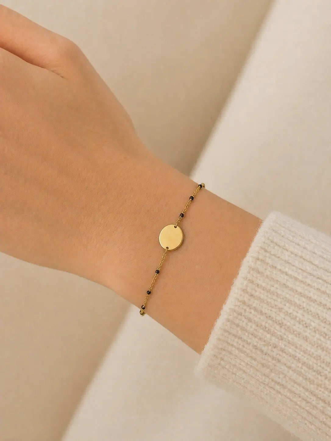 Bracelet personnalisé perles noires L'atelier d'Aimie