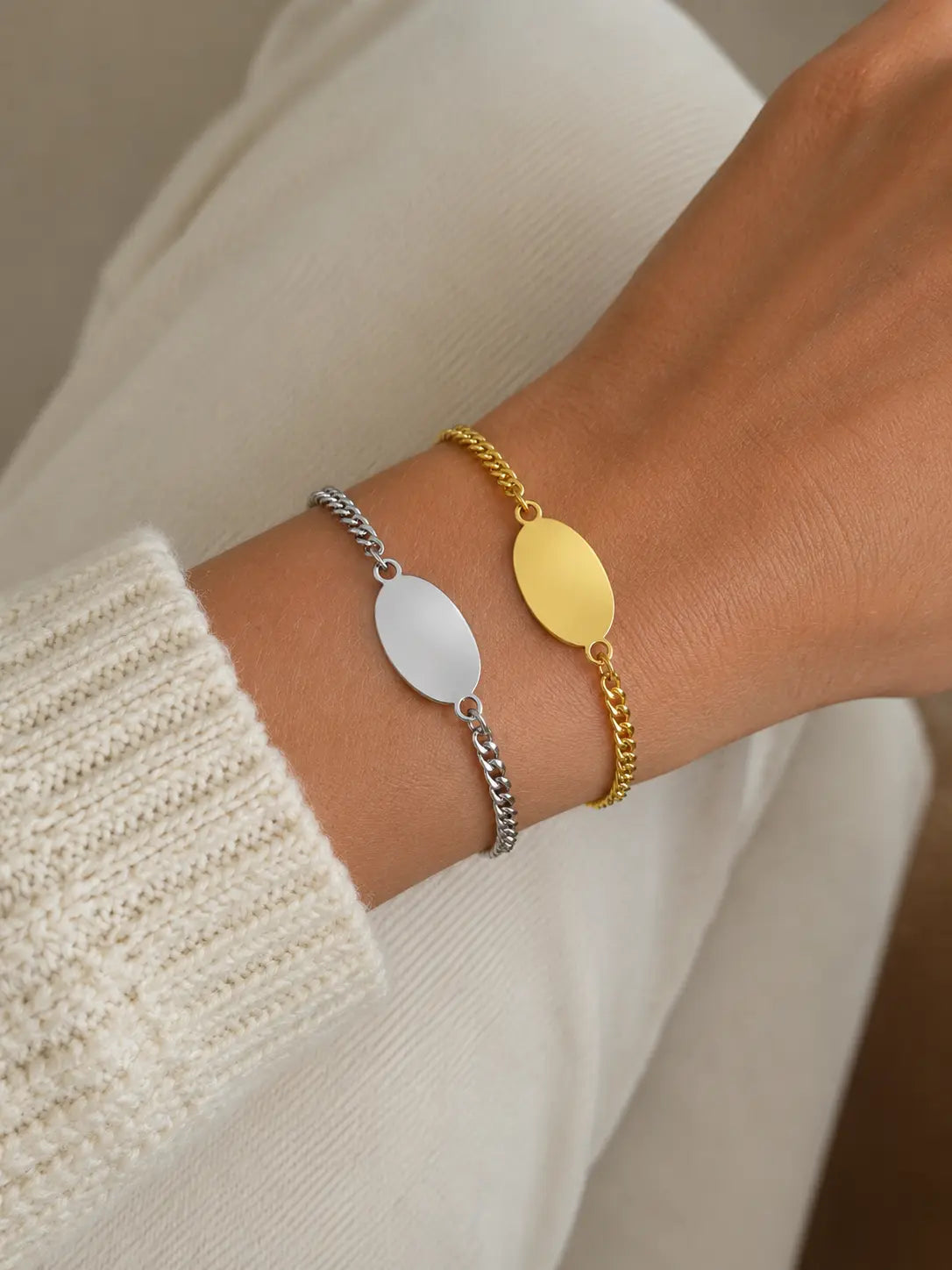 Bracelet gourmette ovale personnalisé L'atelier d'Aimie