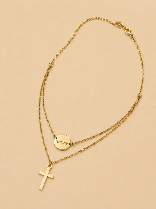 Collier Croix & Médaille Gravée L'atelier d'Aimie