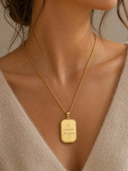 Collier plaque ciselée personnalisée mixte L'atelier d'Aimie