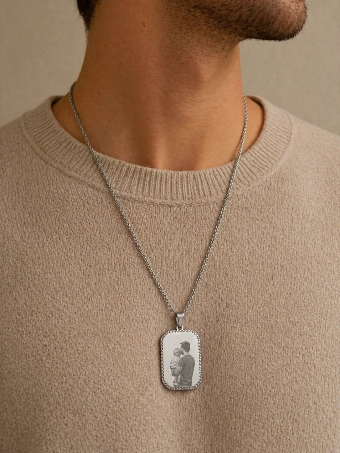 Collier plaque ciselée personnalisée mixte L'atelier d'Aimie