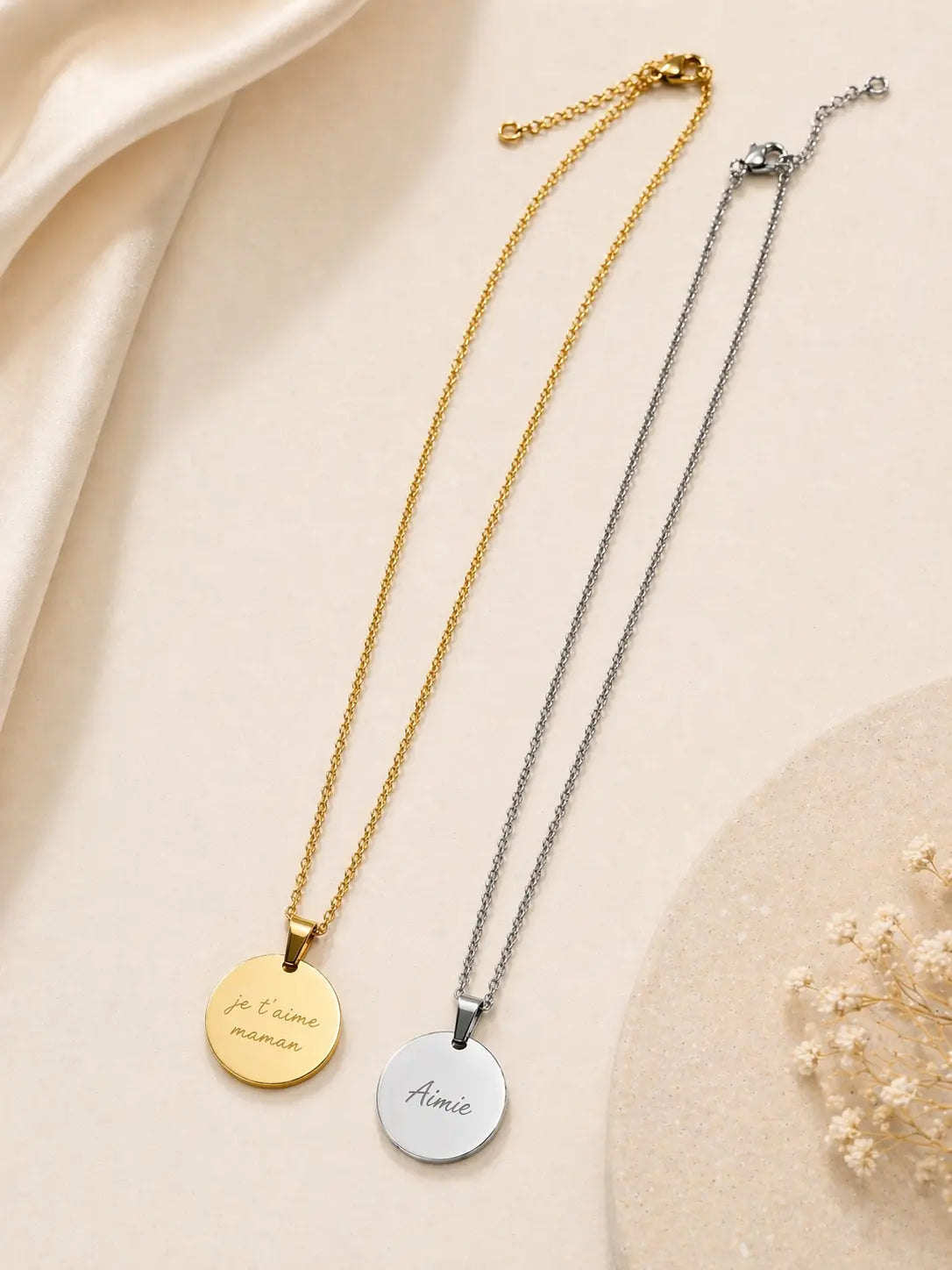 Collier médaille ronde personnalisé L'atelier d'Aimie