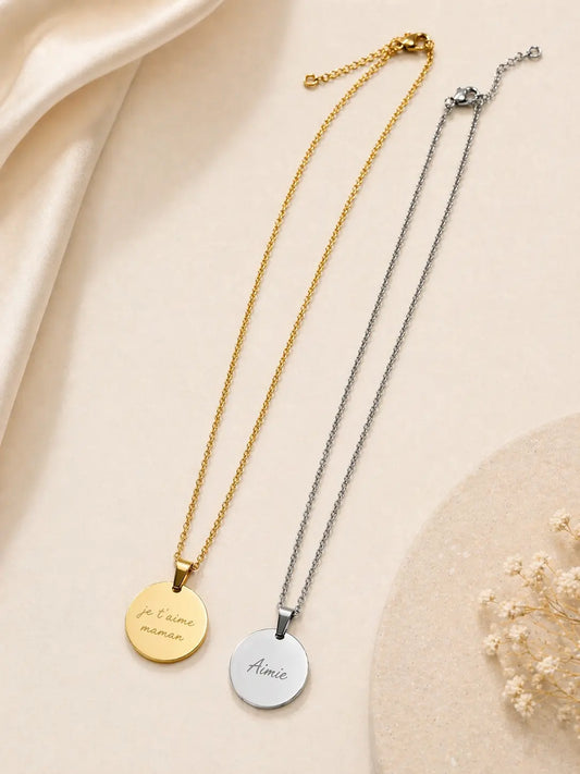 Collier médaille ronde personnalisé L'atelier d'Aimie